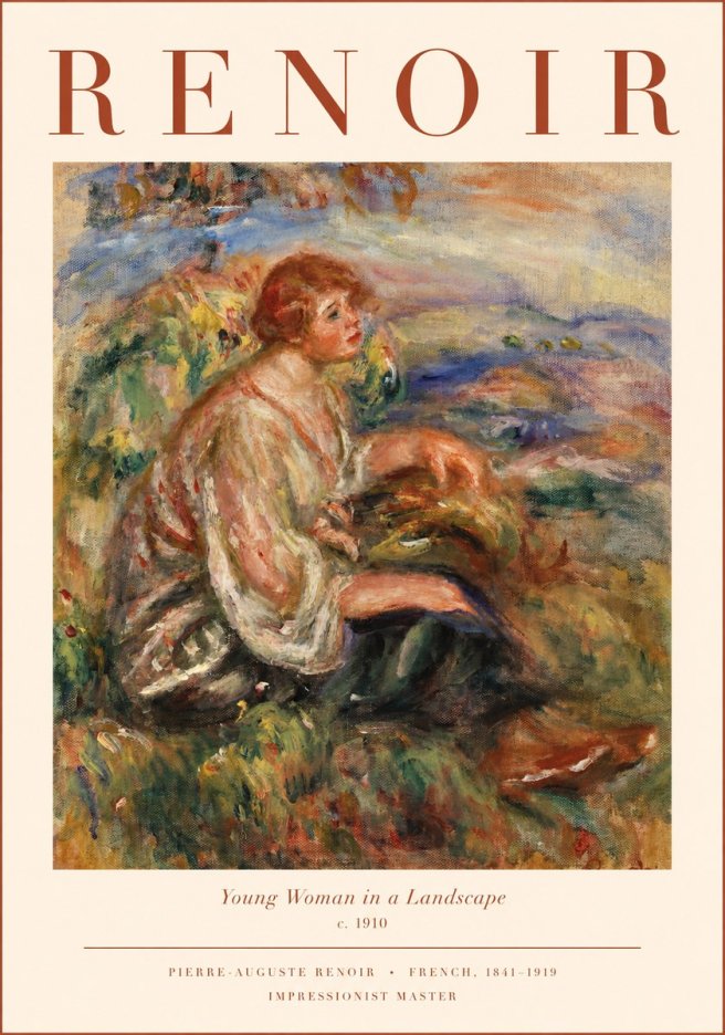 Renoir Young Woman in a Landscape No1 - Póster