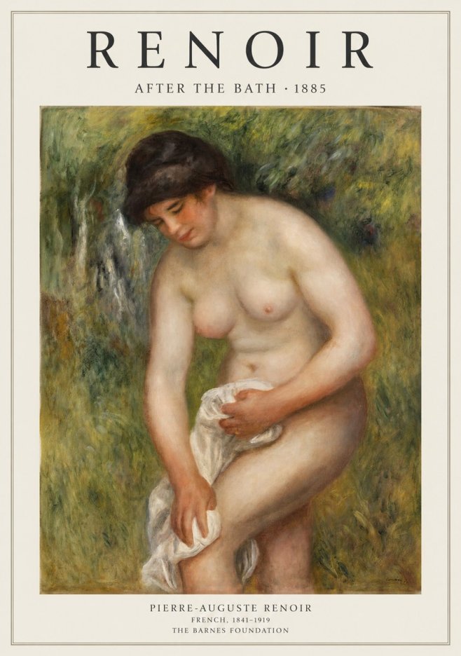 Renoir After the Bath No1 - Póster