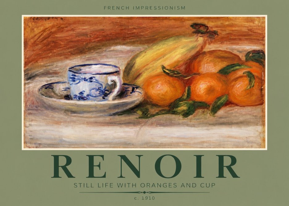 Renoir Still Life with Oranges and Cup No4 - Póster