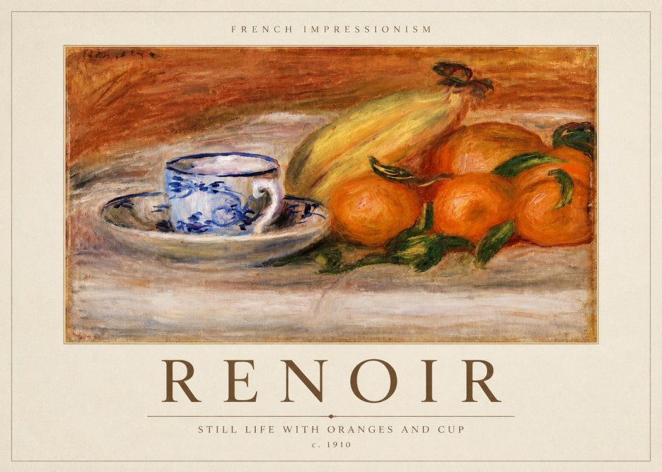 Renoir Still Life with Oranges and Cup No6 - Póster