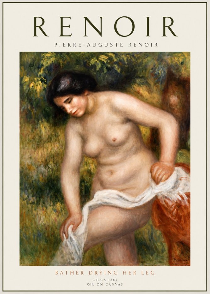 Renoir Bather Drying Her Leg No1 - Póster