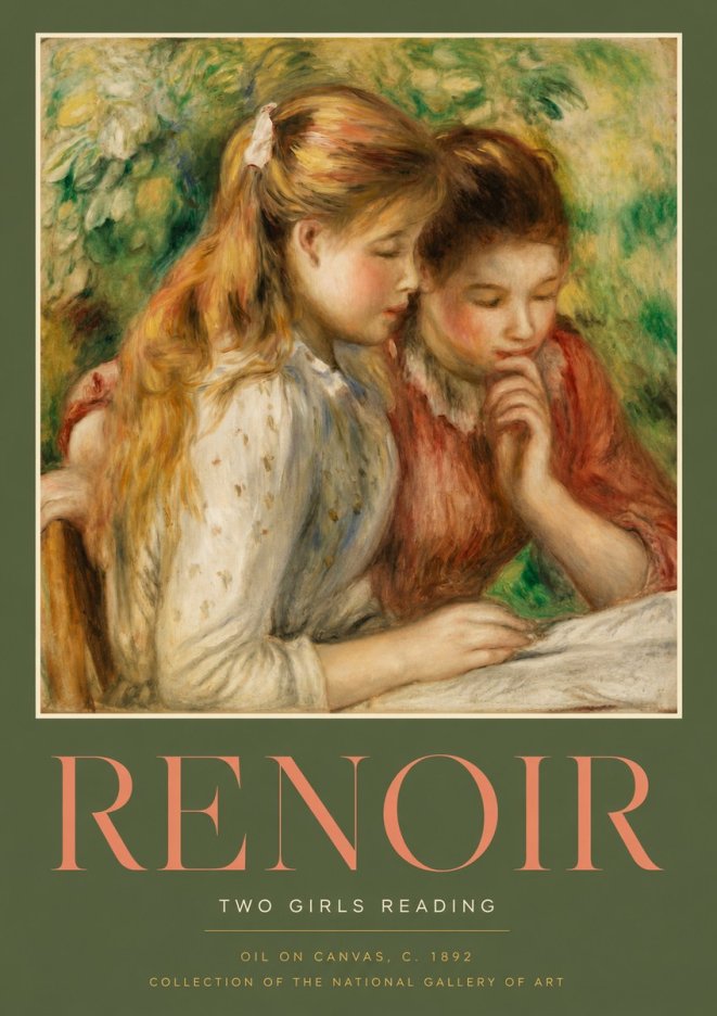 Renoir Two Girls Reading No2 - Póster
