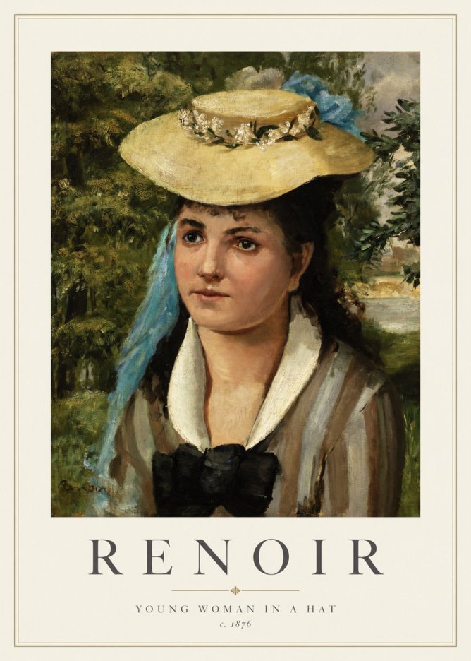 Renoir Young Woman in a Hat No1 - Póster