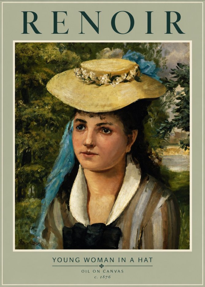 Renoir Young Woman in a Hat No2 - Póster