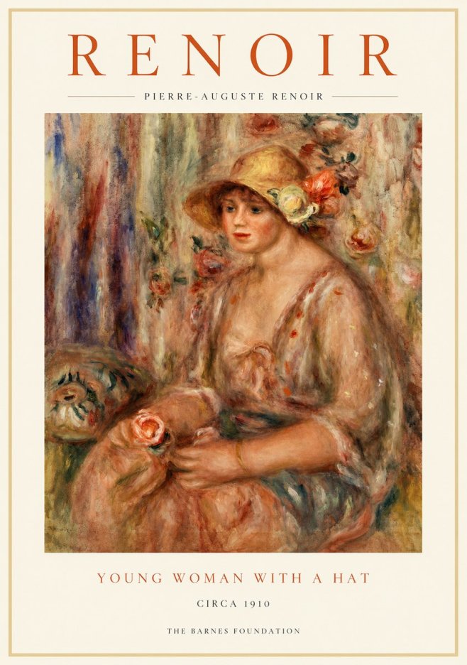 Renoir Young Woman with a Hat No1 - Póster