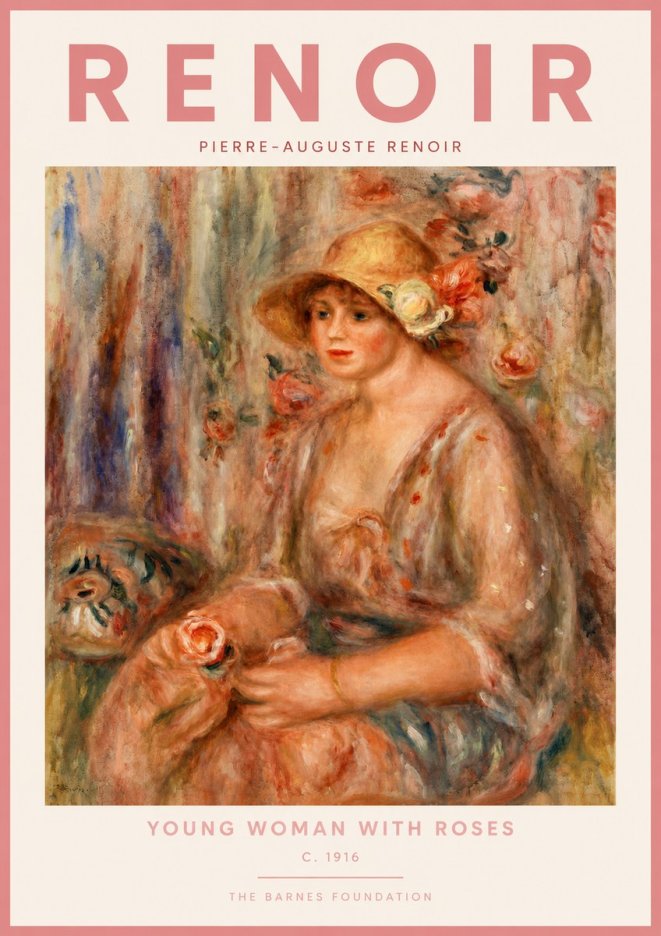 Renoir Young Woman with a Hat No2 - Póster