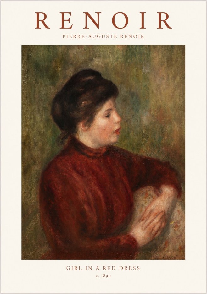Renoir Young Woman in Red No2 - Póster