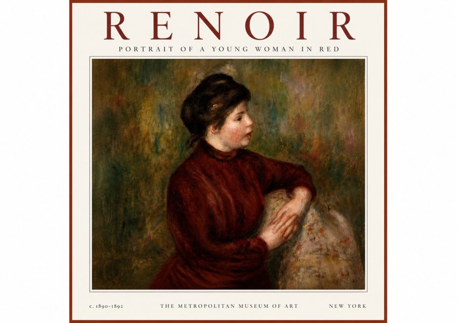 Renoir Young Woman in Red No4 - Póster