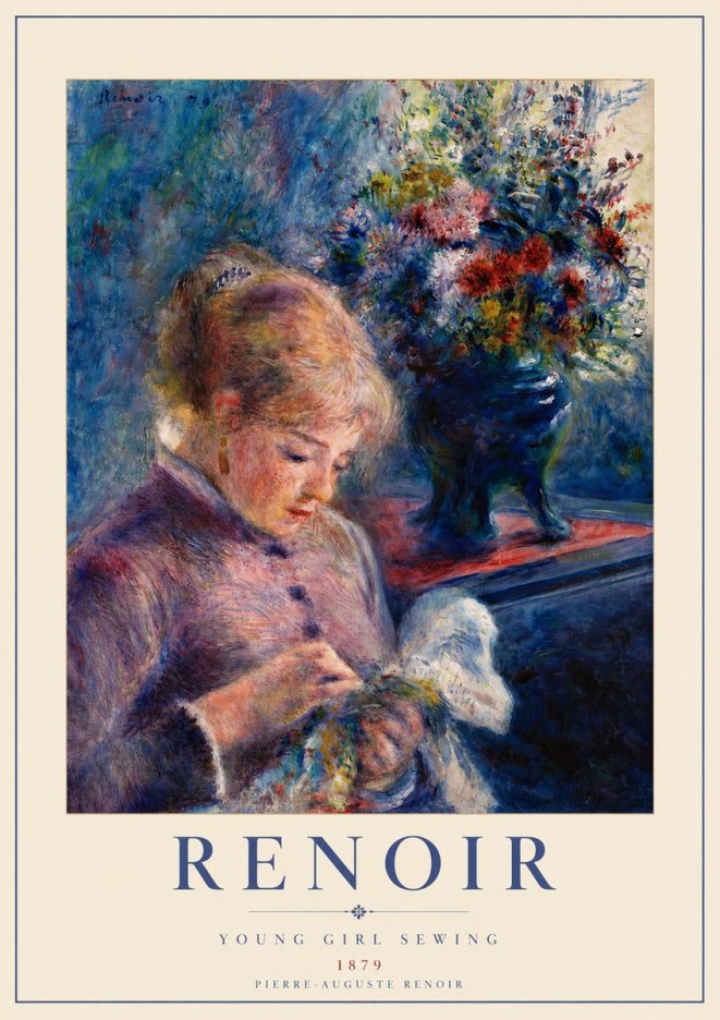 Renoir Young Girl Sewing No5 - Póster