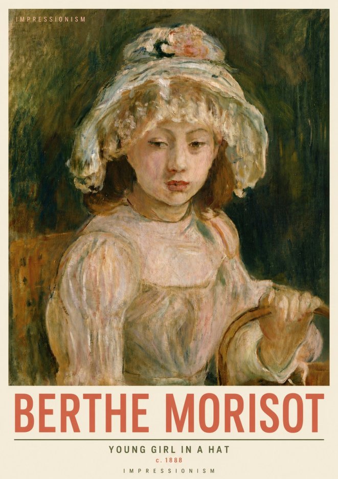 Berthe Morisot Young Girl in a Hat No5 - Póster