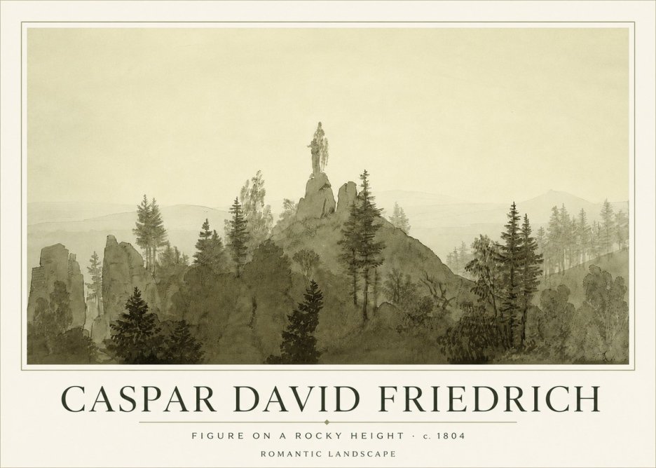 Caspar David Friedrich Figure on a Rocky Height No3 - Póster