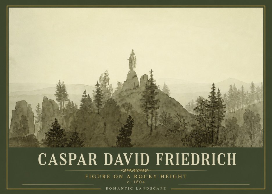 Caspar David Friedrich Figure on a Rocky Height No4 - Póster