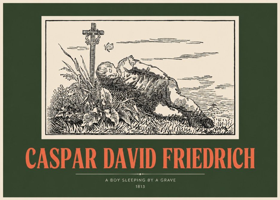 Caspar David Friedrich A Boy Sleeping by a Grave No2 - Póster