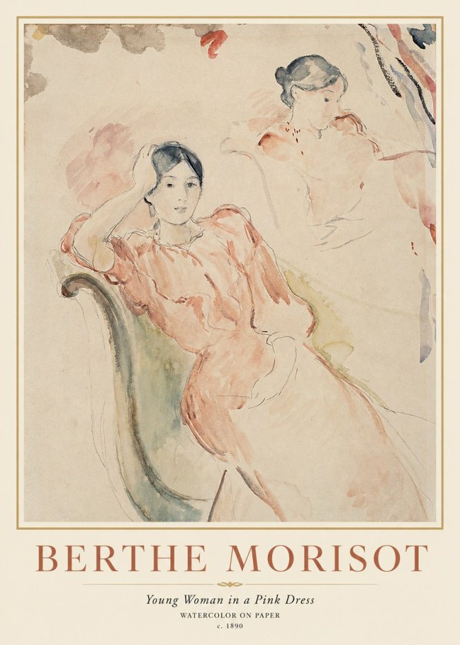 Berthe Morisot Young Woman in a Pink Dress II No1 - Póster