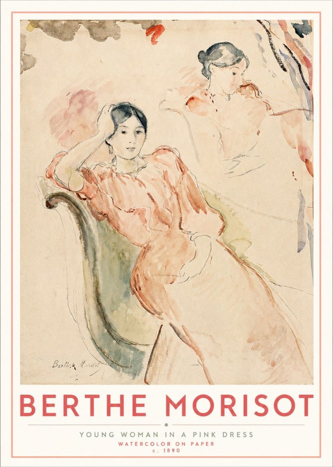 Berthe Morisot Young Woman in a Pink Dress II No3 - Póster
