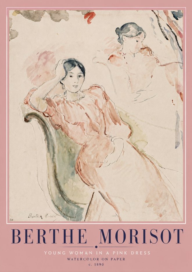 Berthe Morisot Young Woman in a Pink Dress II No4 - Póster