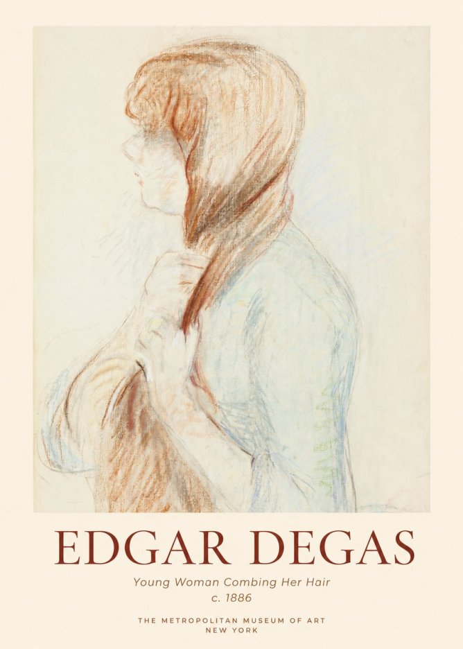 Edgar Degas Young Woman Combing Her Hair No1 - Póster