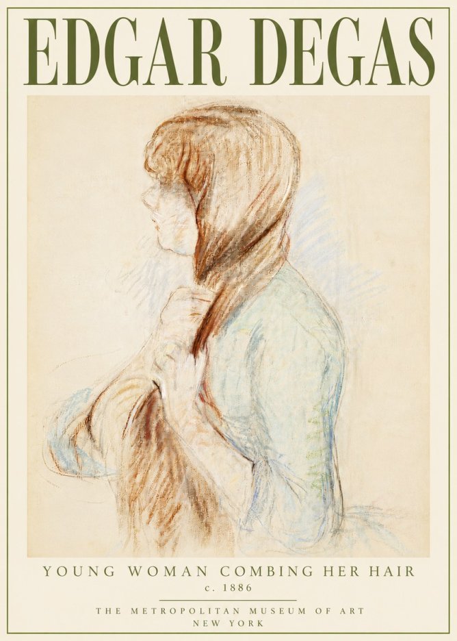 Edgar Degas Young Woman Combing Her Hair No4 - Póster