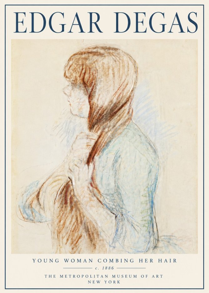 Edgar Degas Young Woman Combing Her Hair No6 - Póster