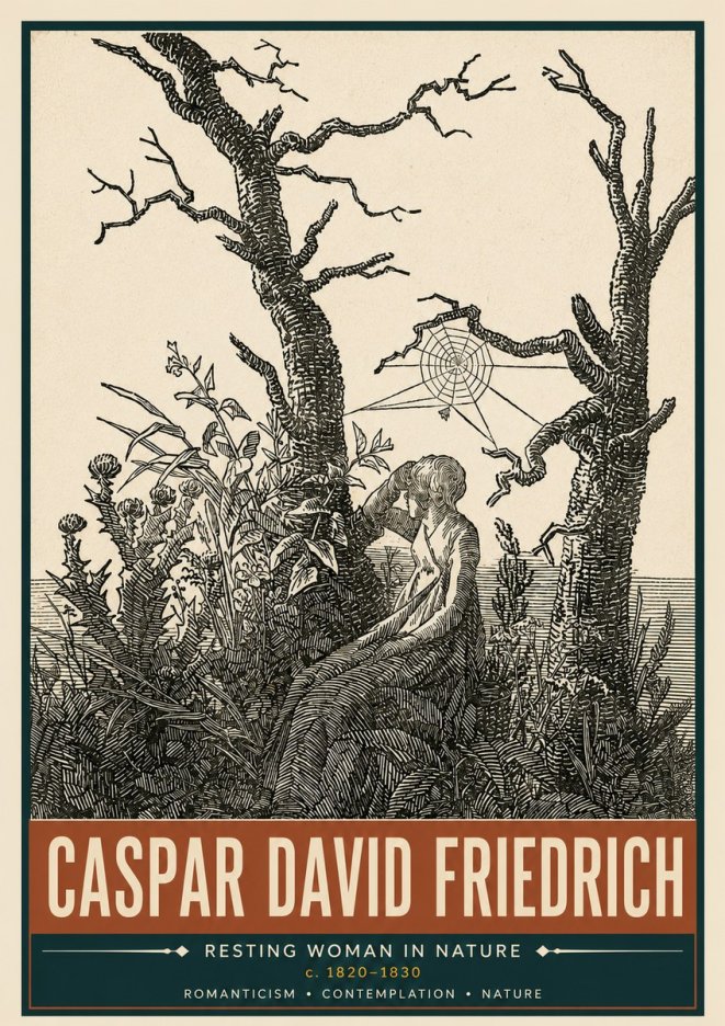 Caspar David Friedrich Resting Woman in Nature No5 - Póster