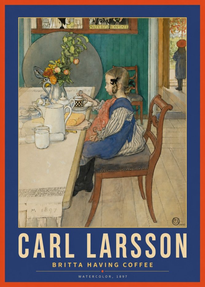 Carl Larsson Britta Having Coffee No2 - Póster