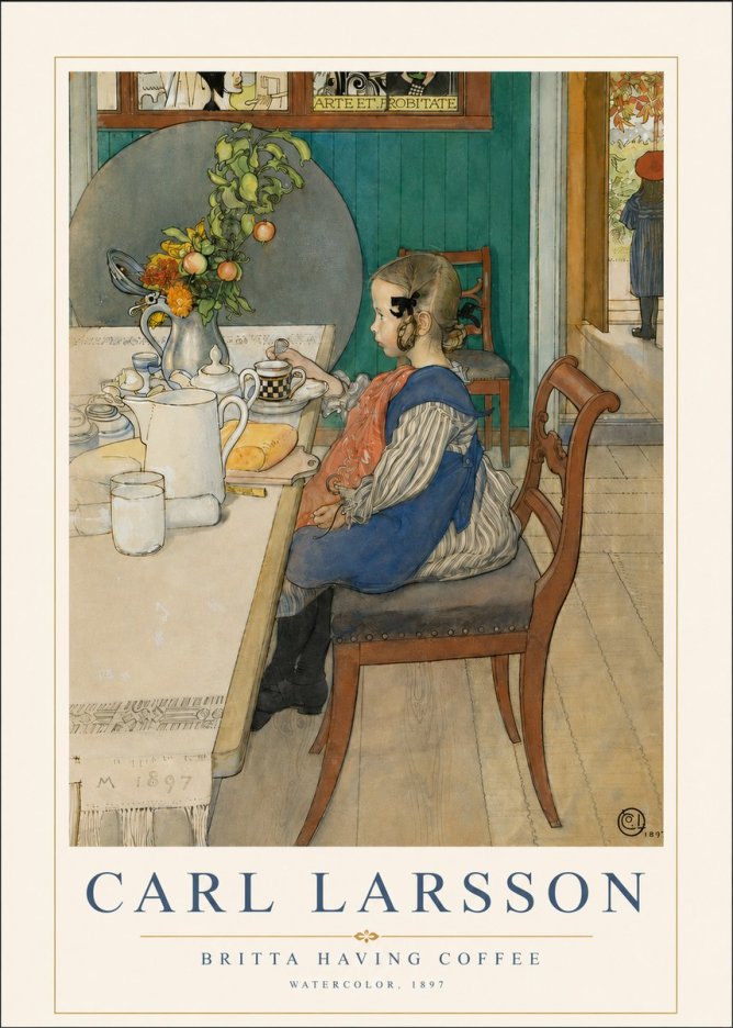 Carl Larsson Britta Having Coffee No3 - Póster