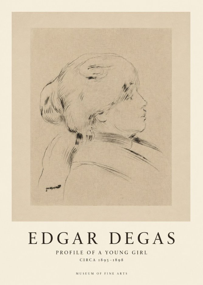 Edgar Degas Profile of a Young Girl No1 - Póster