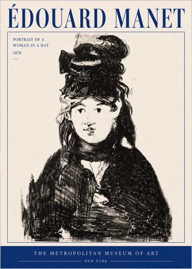 Édouard Manet Portrait of a Woman in a Hat No4 - Póster