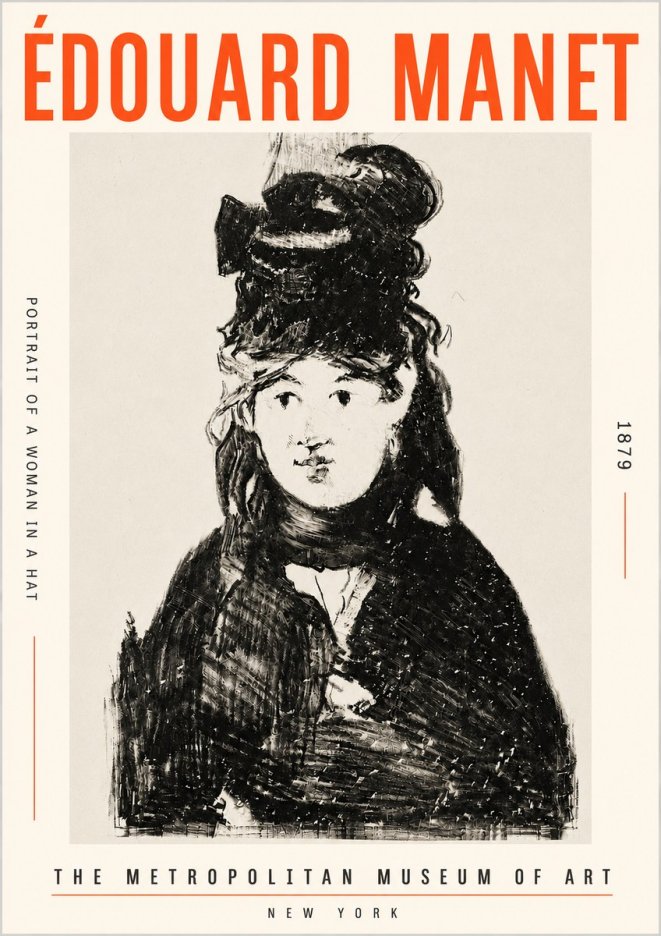 Édouard Manet Portrait of a Woman in a Hat No5 - Póster