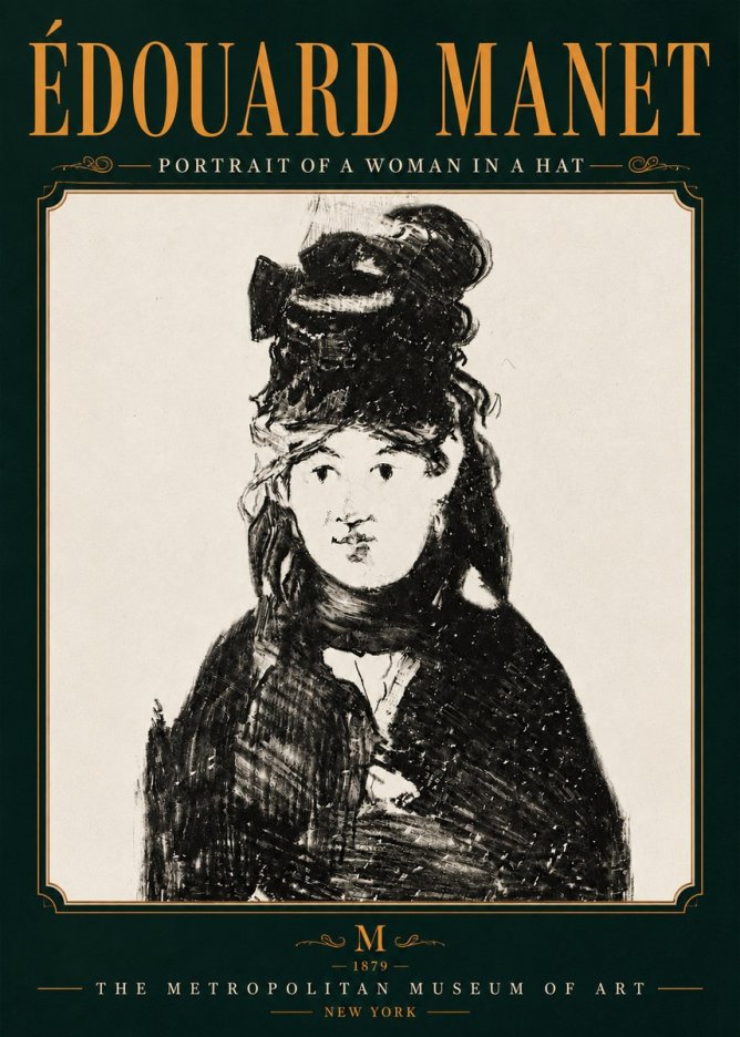 Édouard Manet Portrait of a Woman in a Hat No6 - Póster