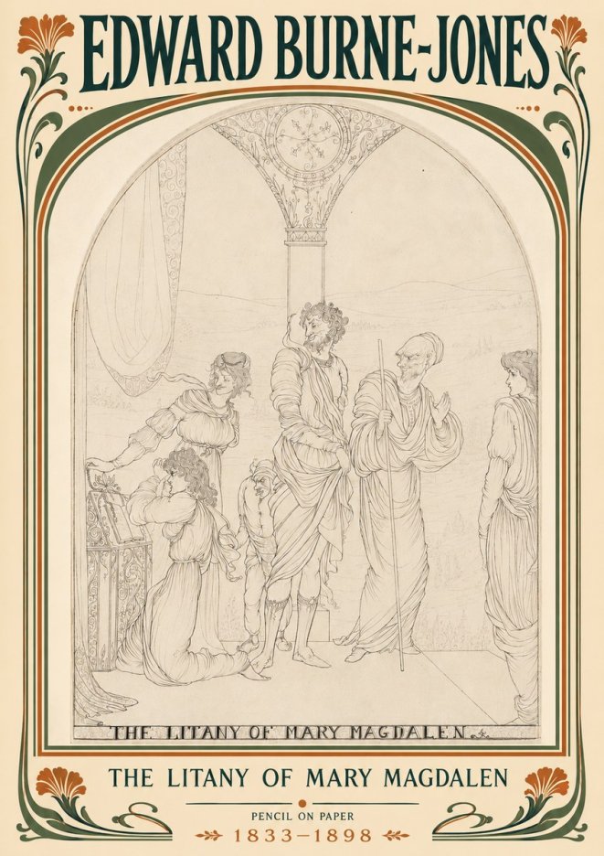 Edward Burne-Jones The Litany of Mary Magdalen No5 - Póster