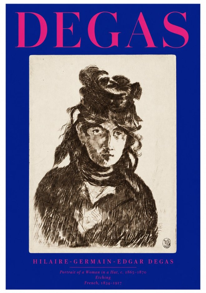 Edgar Degas Portrait of a Woman in a Hat No2 - Póster