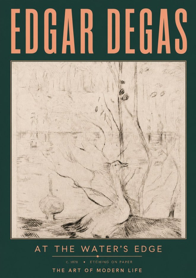 Edgar Degas At the Water's Edge No4 - Póster