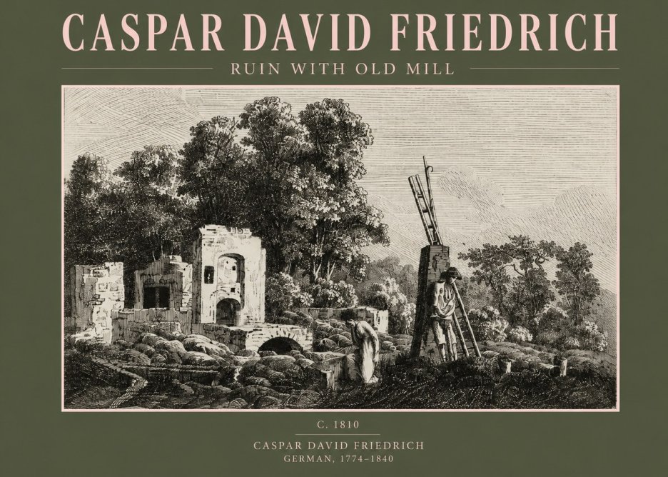 Caspar David Friedrich Ruin with Old Mill No2 - Póster