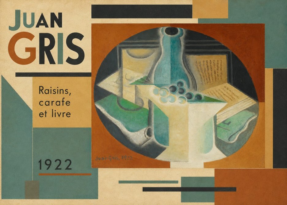 Juan Gris Raisins, Carafe Et Livre No2 - Póster