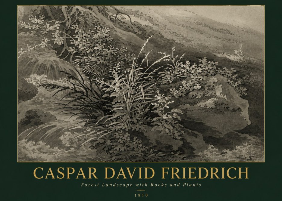 Caspar David Friedrich Forest Landscape with Rocks and Plants No3 - Póster