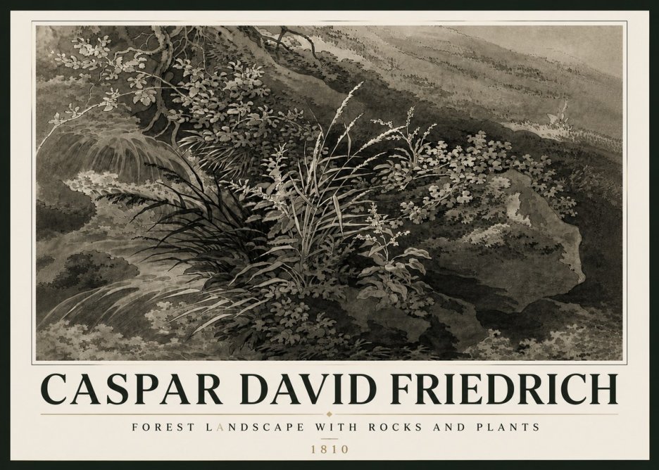Caspar David Friedrich Forest Landscape with Rocks and Plants No6 - Póster