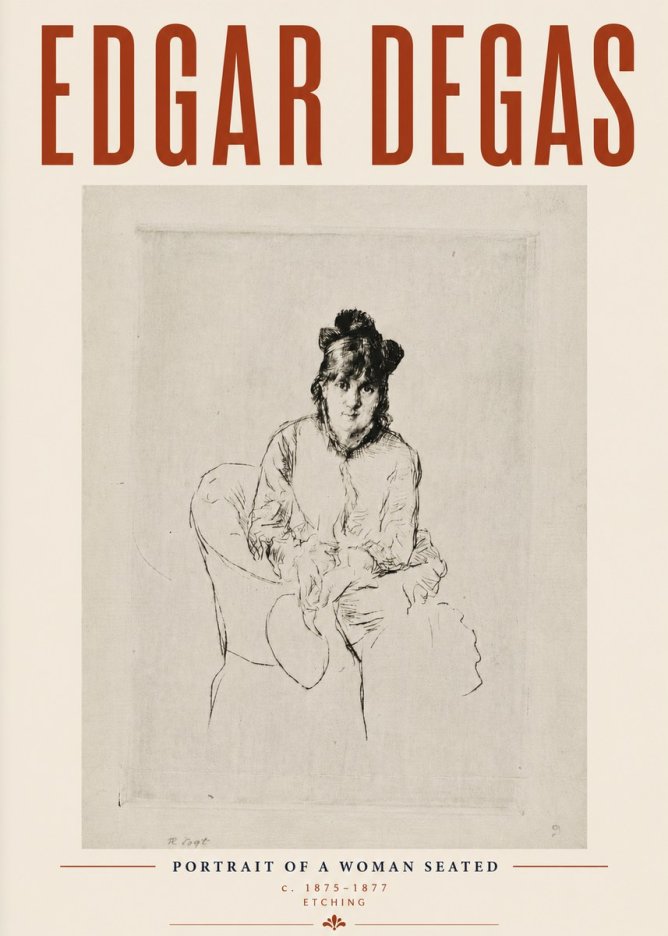 Edgar Degas Portrait of a Woman Seated No6 - Póster