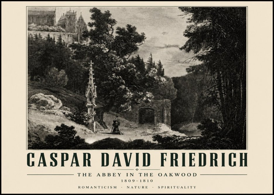 Caspar David Friedrich The Abbey in the Oakwood No4 - Póster
