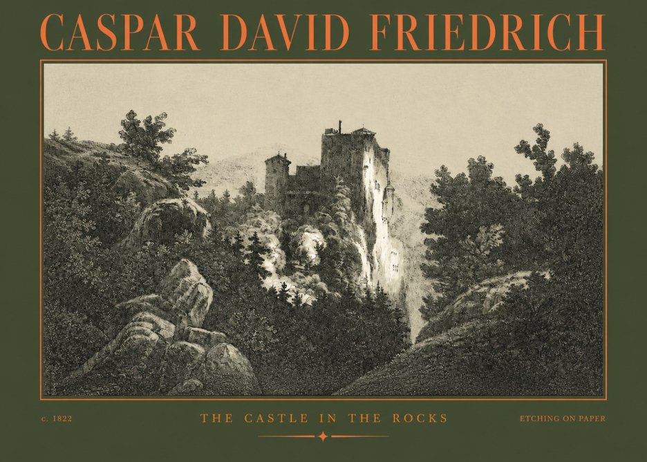 Caspar David Friedrich The Castle in the Rocks No2 - Póster