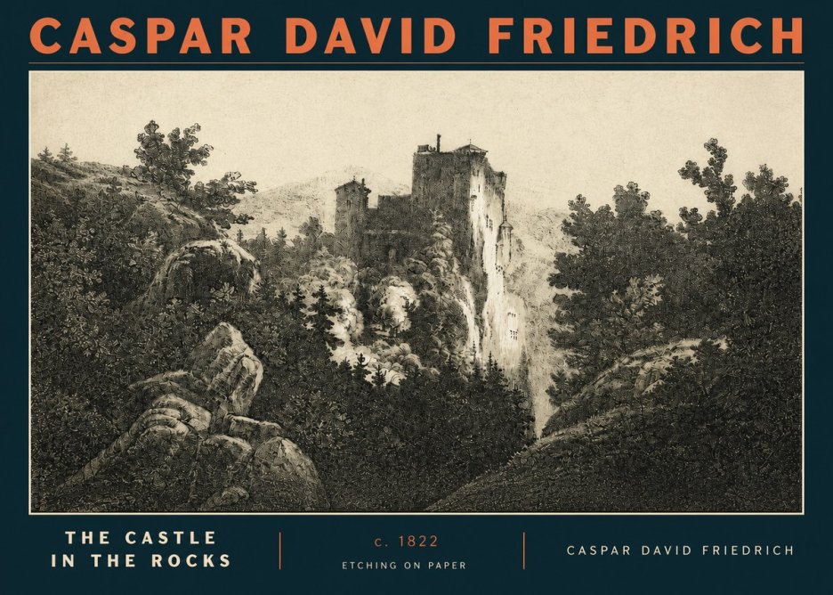 Caspar David Friedrich The Castle in the Rocks No3 - Póster