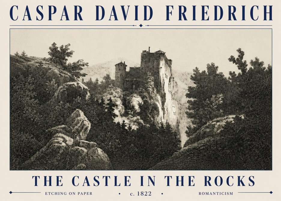 Caspar David Friedrich The Castle in the Rocks No6 - Póster