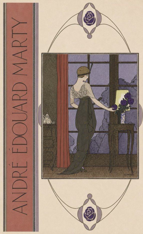 André Édouard Marty Lady at the Window with Roses No2 - Póster