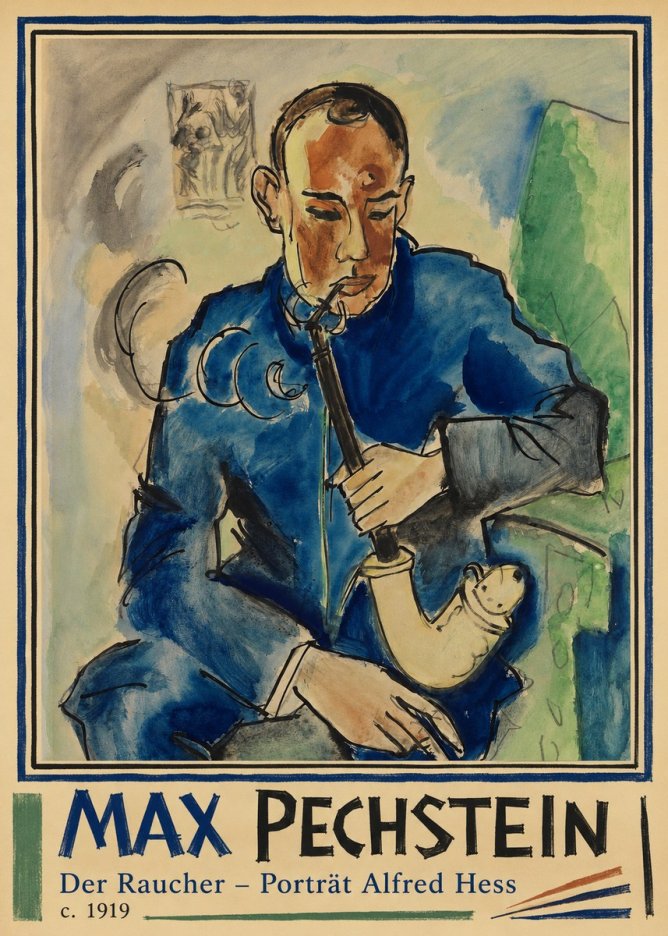 Max Pechstein Der Raucher – Porträt Alfred Hess No2 - Póster