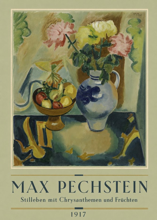 Max Pechstein Stilleben Mit Chrysanthemen Und Früchten No2 - Póster