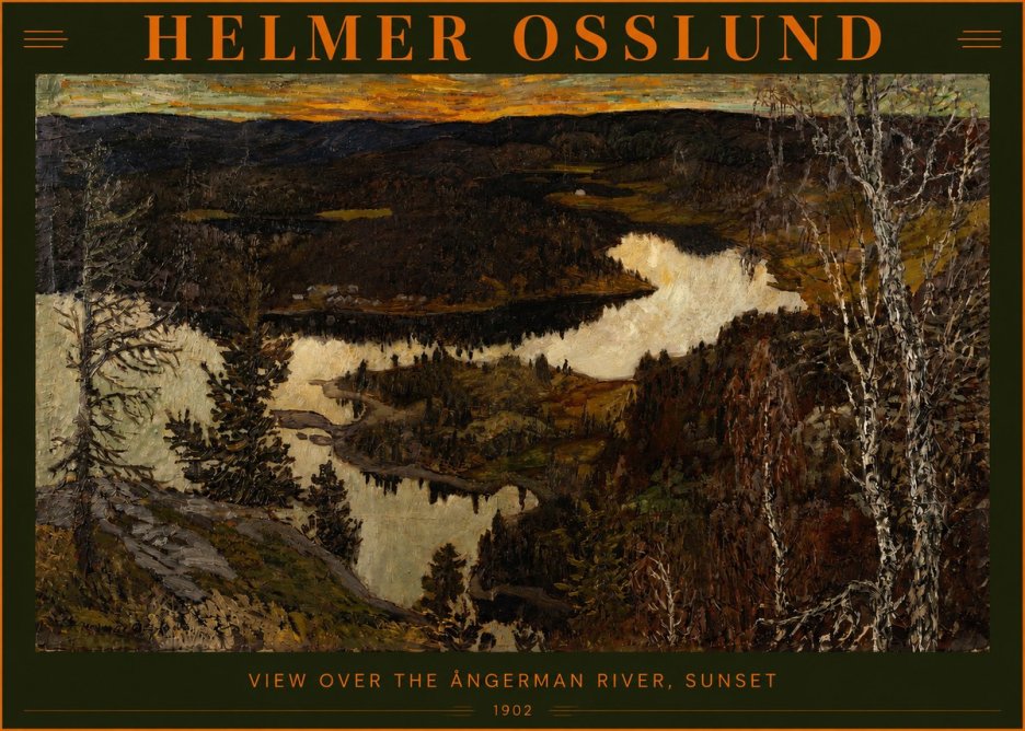Helmer Osslund View over the Angerman River, Sunset No2 - Póster