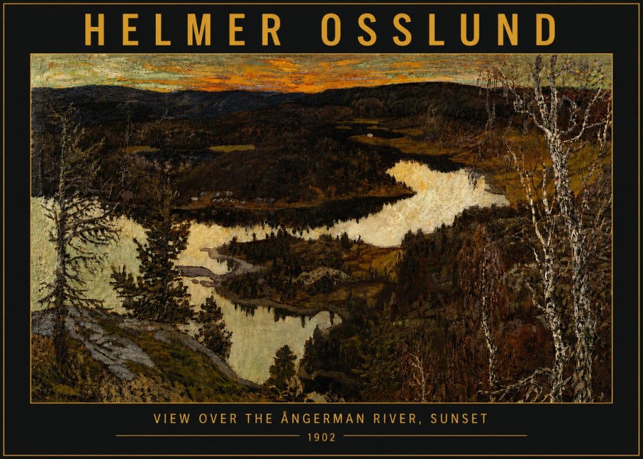 Helmer Osslund View over the Angerman River, Sunset No5 - Póster