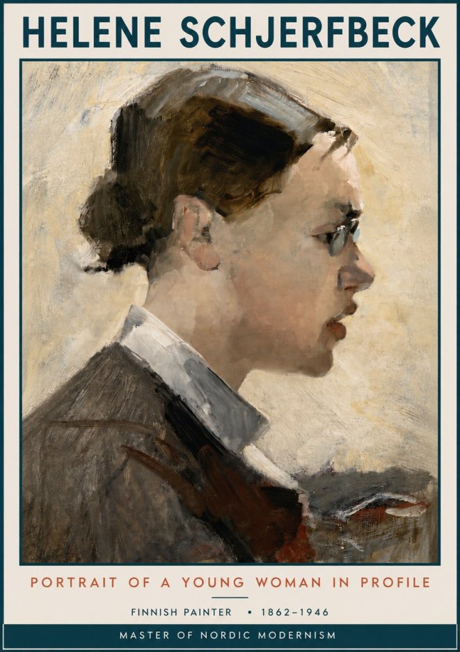 Helene Schjerfbeck Portrait of a Young Woman in Profile No3 - Póster