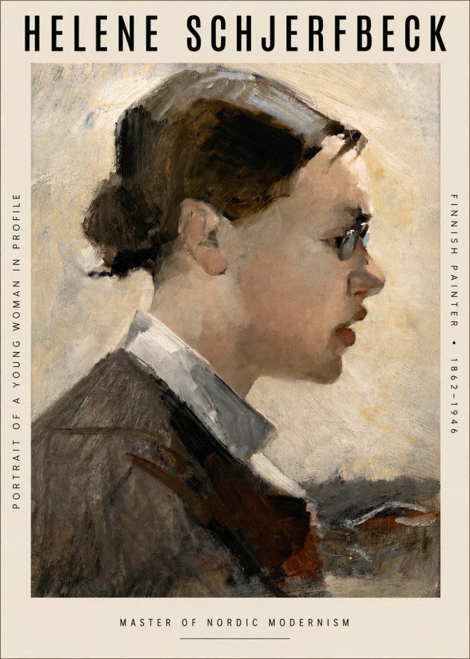Helene Schjerfbeck Portrait of a Young Woman in Profile No4 - Póster