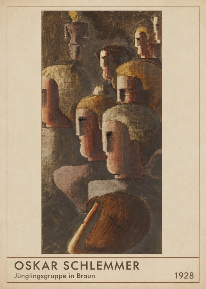 Oskar Schlemmer Jünglingsgruppe in Braun No1 - Póster
